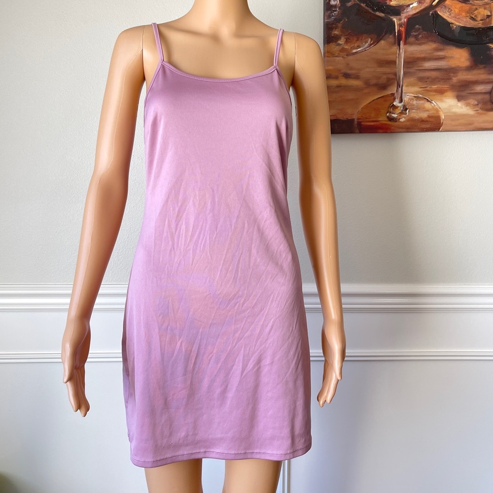 Spaghetti Strap Mini Slip Dress in Mauve